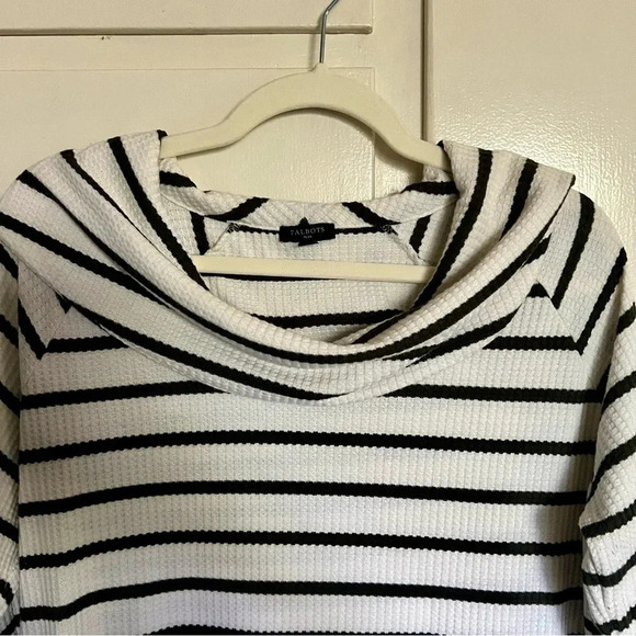 Talbots Raglan Waffle Knit Cowlneck Top‎ Stripes Plus Size 1X - Picture 3 of 9